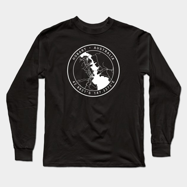 Hobart Map Long Sleeve T-Shirt by Ryan-Cox